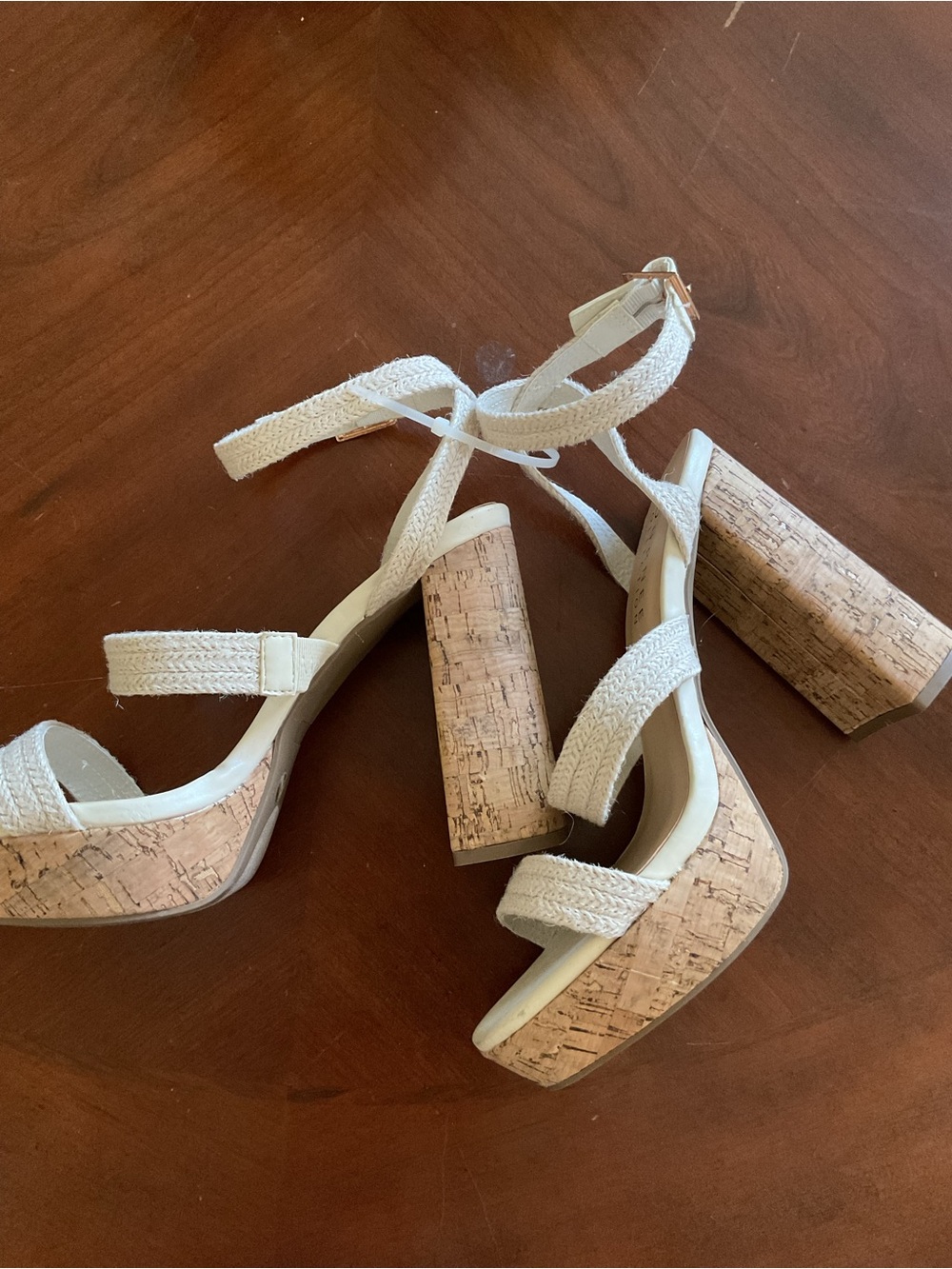 Journee Neutral Cork Platform Block Heel Sandals - Women